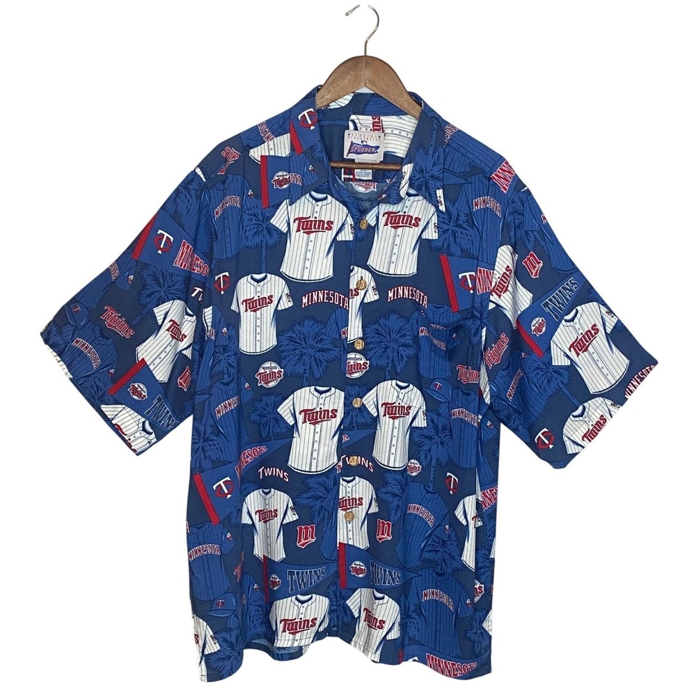 MN Twins Reyn Spooner Mens Aloha Button Up Shirt Size XL Hawaiian MLB Baseball